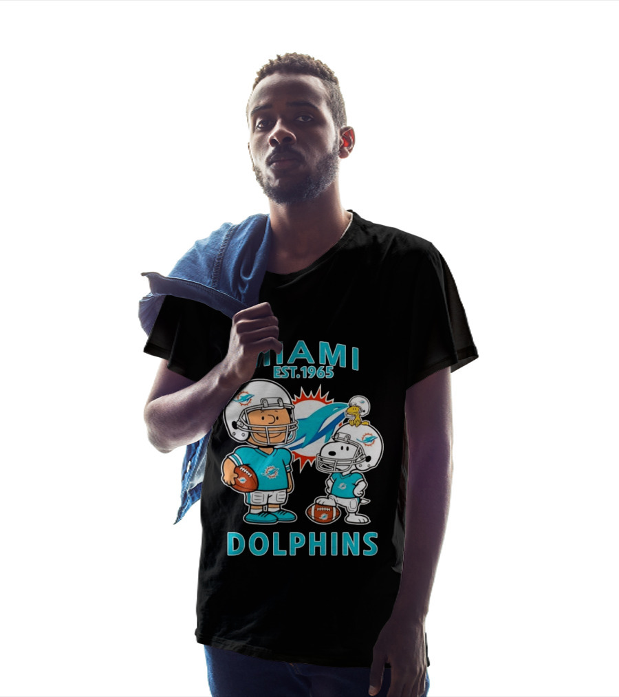Miami Dolphins Est 1965 Charlie Brown Snoopy Football T-Shirt