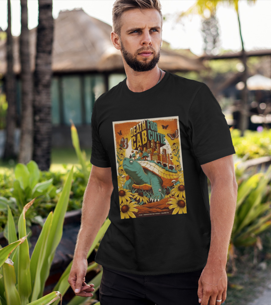 Death Cab For Cutie Merriweather Post Pavilion 7 21 2026 Columbia MD Art Butterflies Turtle Sunflowers T-Shirt