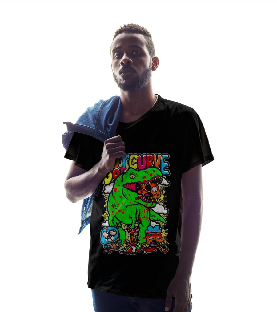 Dot Dot Curve Gumballs Gone Rawr Dinosaur Cartoon Clouds T-Shirt