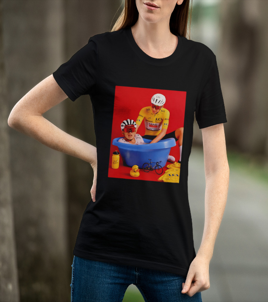 Tadej Pogačar Isaac Del Toro LCL UAE Team 2026 Cycling Bath Scene T-Shirt
