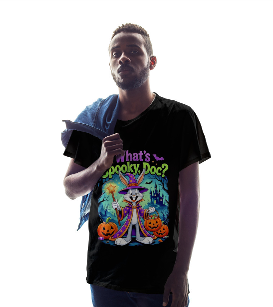 What's Spooky Doc Bugs Bunny Halloween Wizard Costume With Pumpkins T-Shirt