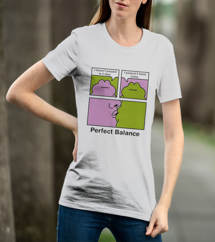 Perfect Balance Frog Meme I Haven't Pooped In 3 Days Pooped 3 Times Today T-Shirt