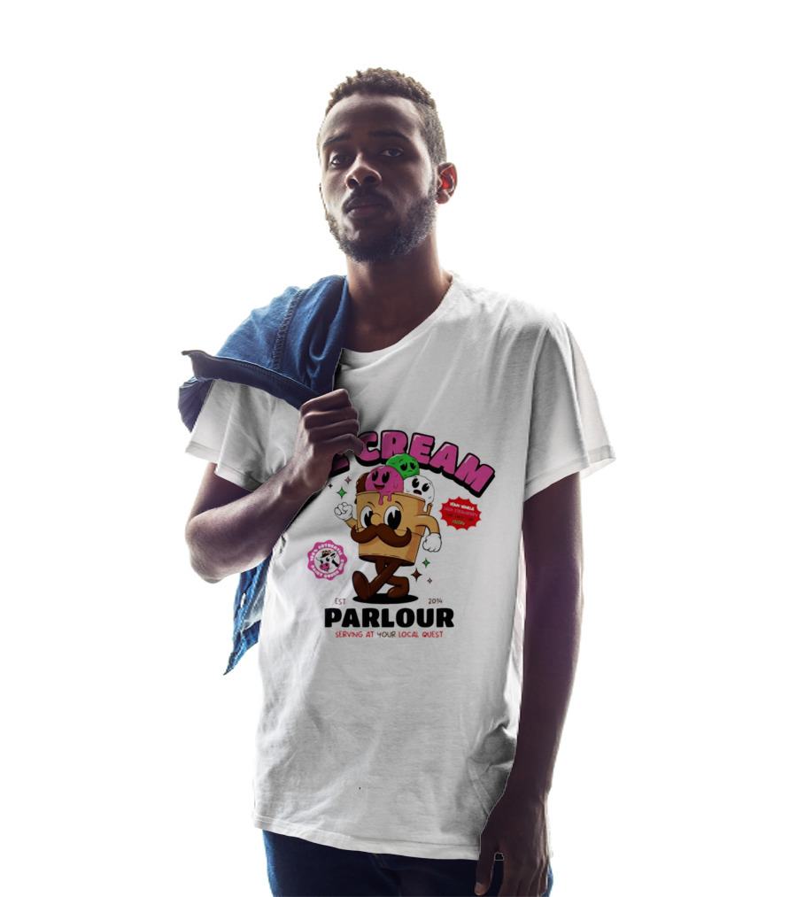 Ice Cream Parlour Est 2014 Serving At Your Local Quest Cartoon Characters Fun Scoop Club T-Shirt