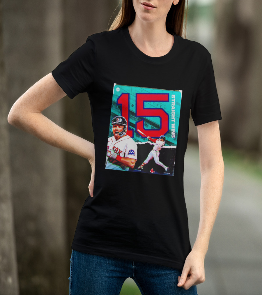 Boston Red Sox 15 Straight Wins Moose Mutual Collaboration T-Shirt