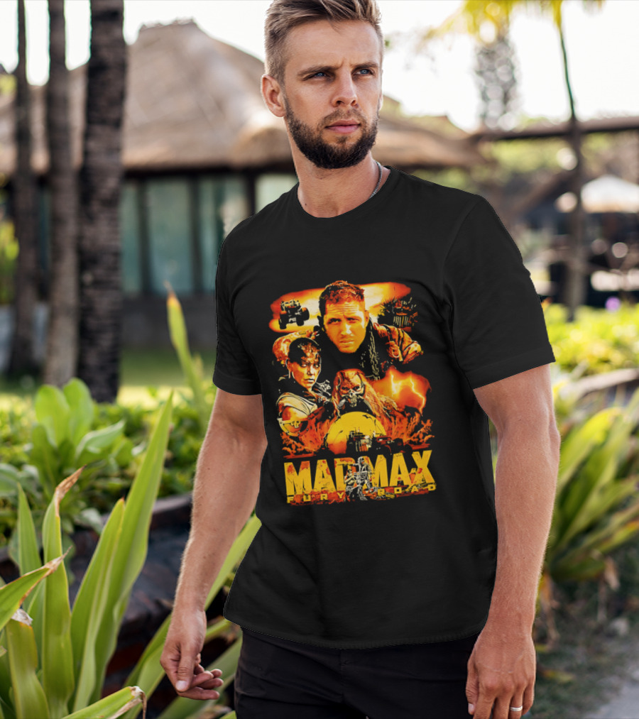 Mad Max Fury Road Characters Illustrated In Bold Orange Tones T-Shirt