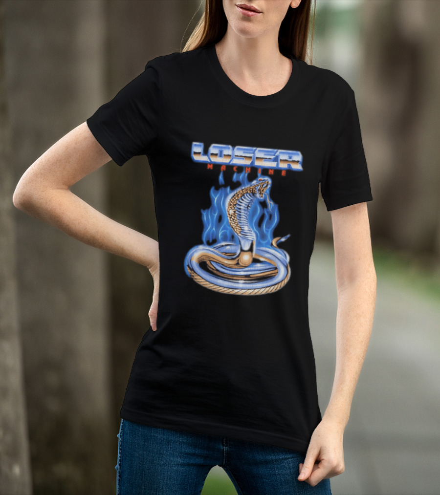 Loser Machine Cobra Flaming Blue Serpent Roaring Snake T-Shirt