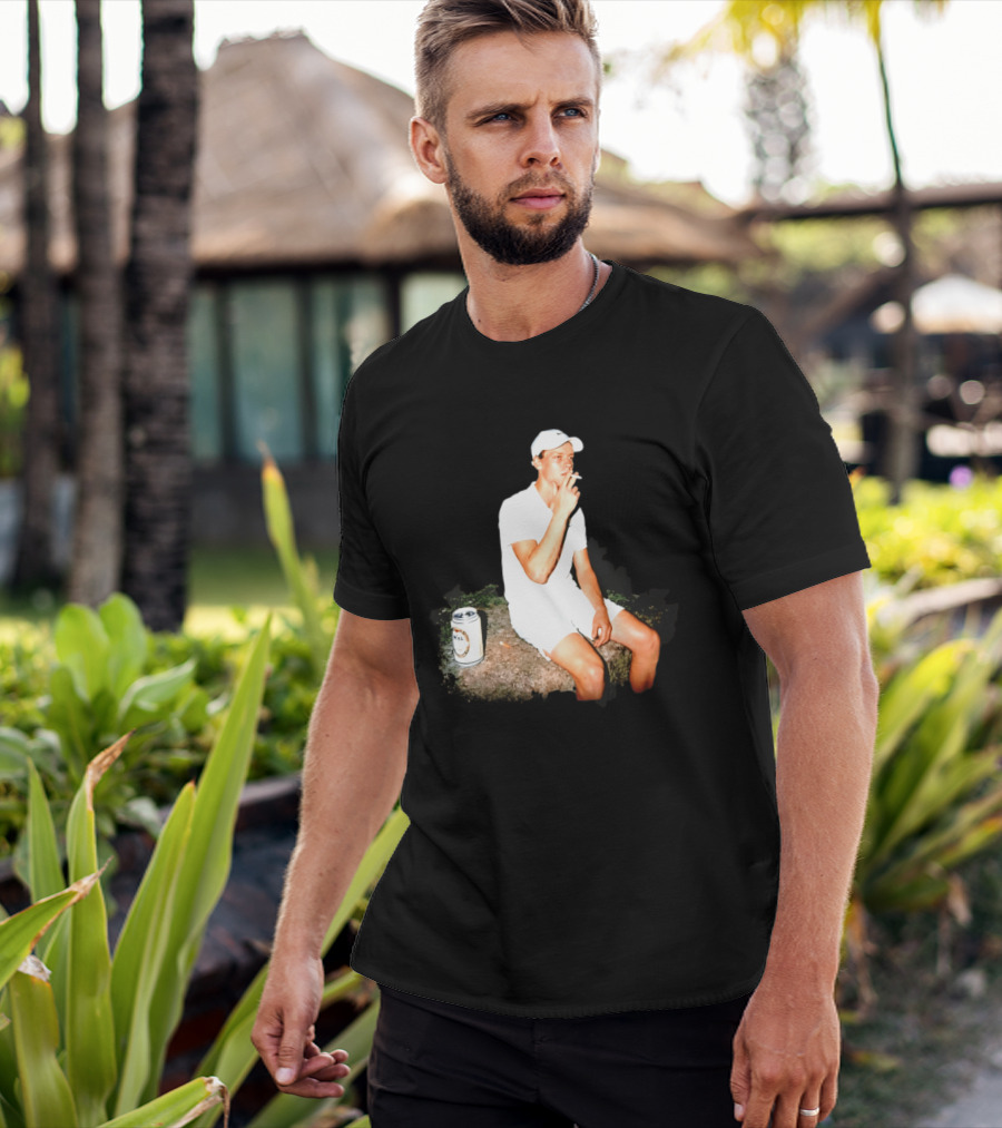 Wimbledon 2026 Men's Singles Italy Jannik Sinner Smoking With Beer T-Shirt