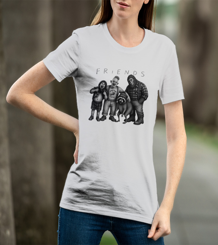 Friends Owning Moose Coffee Jmthy Big Foot Raccoon T-Shirt