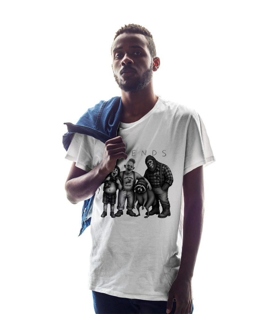 Friends Owning Moose Coffee Jmthy Big Foot Raccoon T-Shirt
