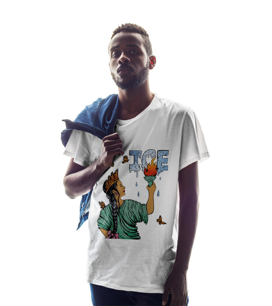 Liberty ICE Melt Activism With Monarch Butterflies And Torch Symbolism T-Shirt