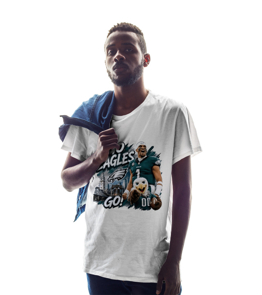 Go Eagles Go Philadelphia Eagles Jalen Hurts Swoop Football Skyline T-Shirt