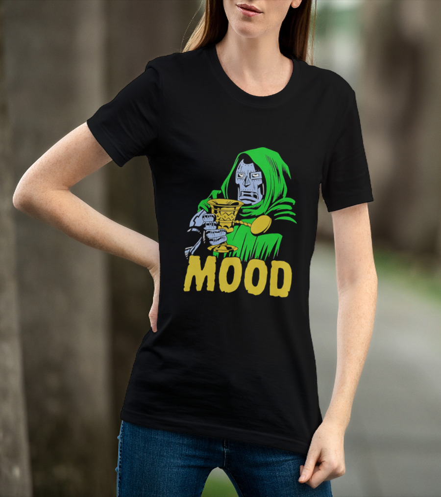 Doom Mood Green Cloaked Character Holding Goblet T-Shirt