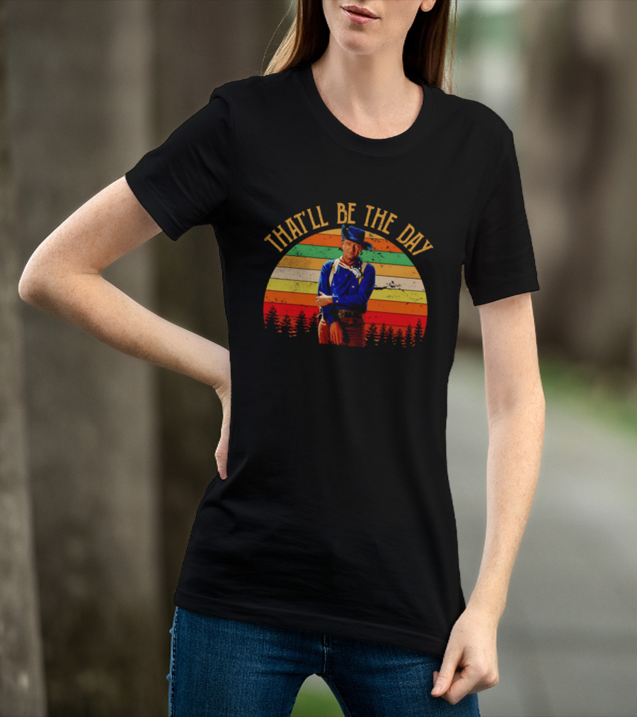 John Weyne That'll Be The Day Vintage Western Style Striped Sunset T-Shirt