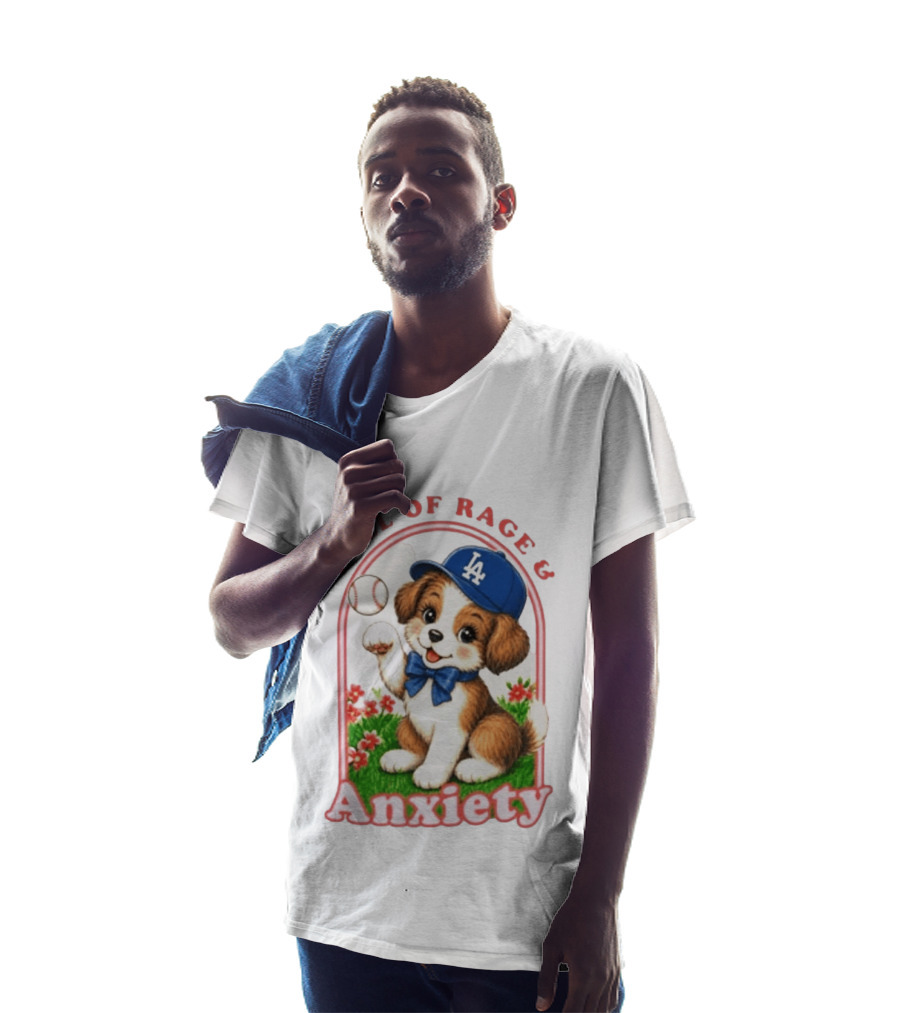 Full Of Rage & Anxiety LA Dodgers Puppy Baseball T-Shirt