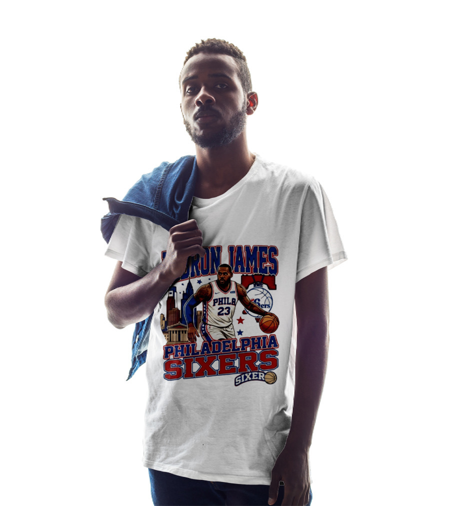 LeBron James Philadelphia Sixers No 23 Jersey Cityscape Basketball T-Shirt