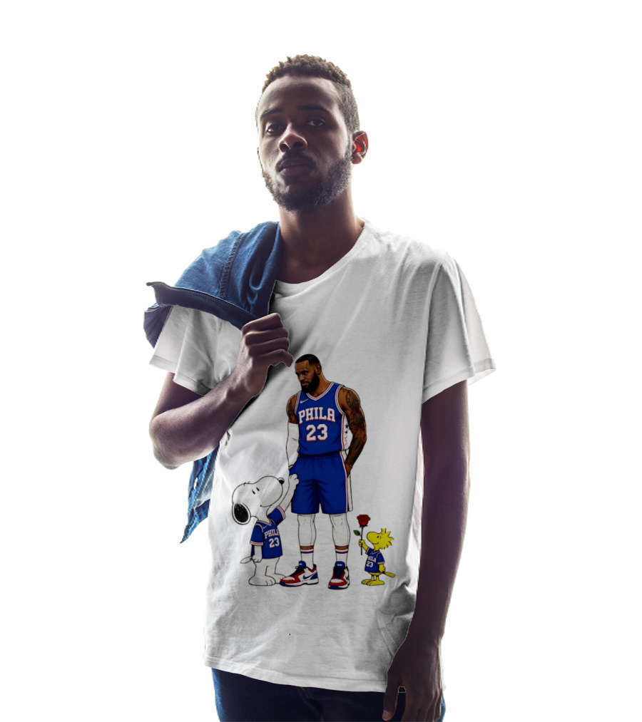 Philadelphia 76ers LeBron James With Snoopy And Woodstock 2026 T-Shirt