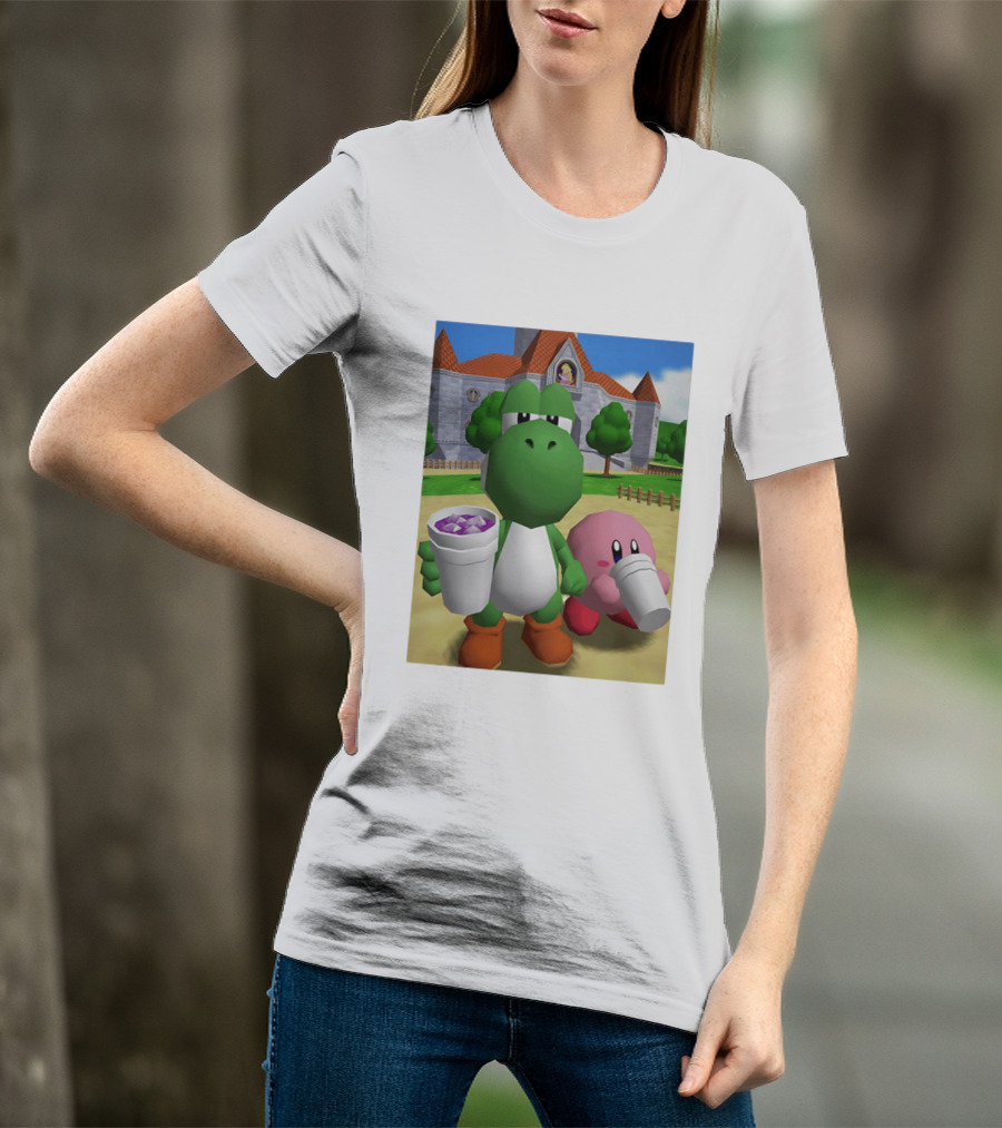 Yoshi Kirby Lean Purple Drink Castle Scene T-Shirt