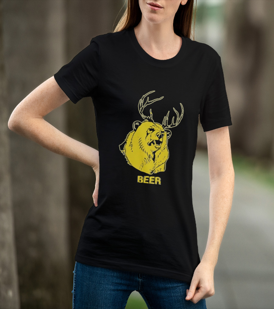 Beer Antlered Bear T-Shirt