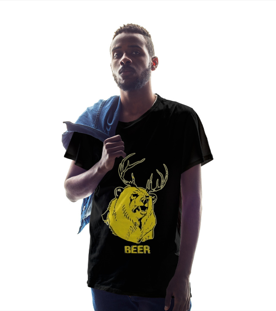 Beer Antlered Bear T-Shirt
