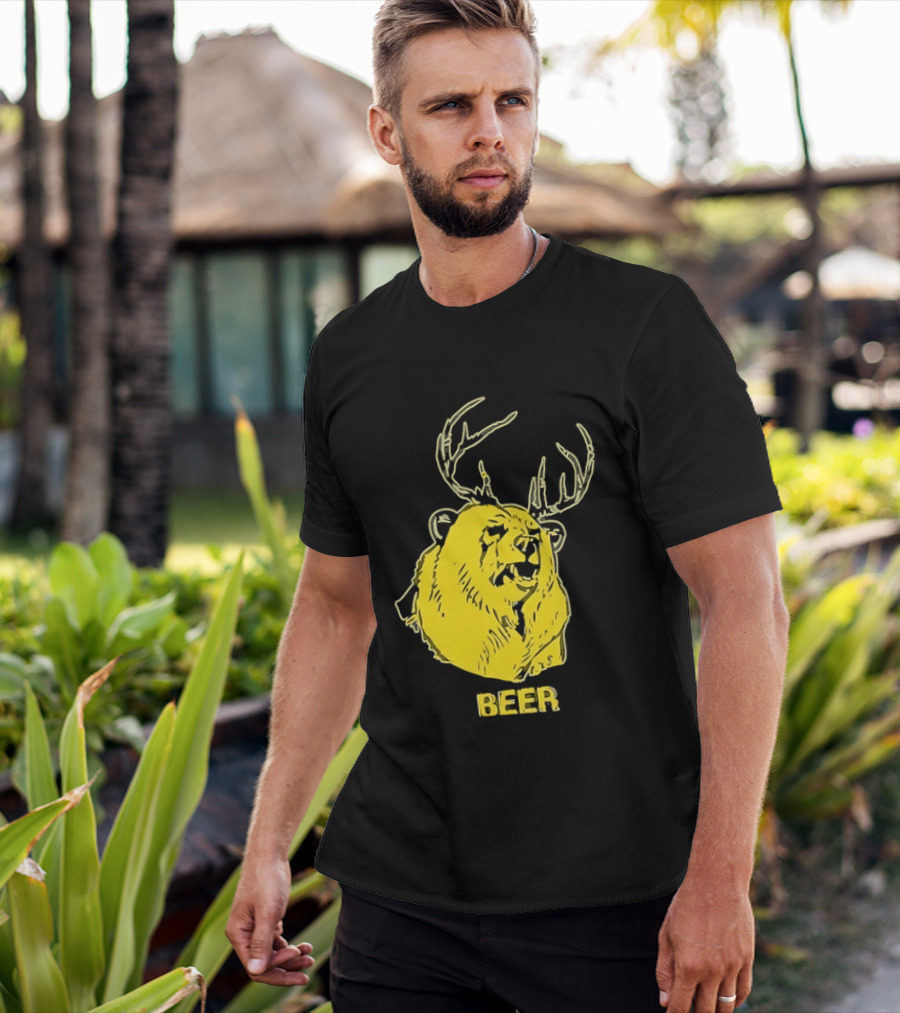 Beer Antlered Bear T-Shirt