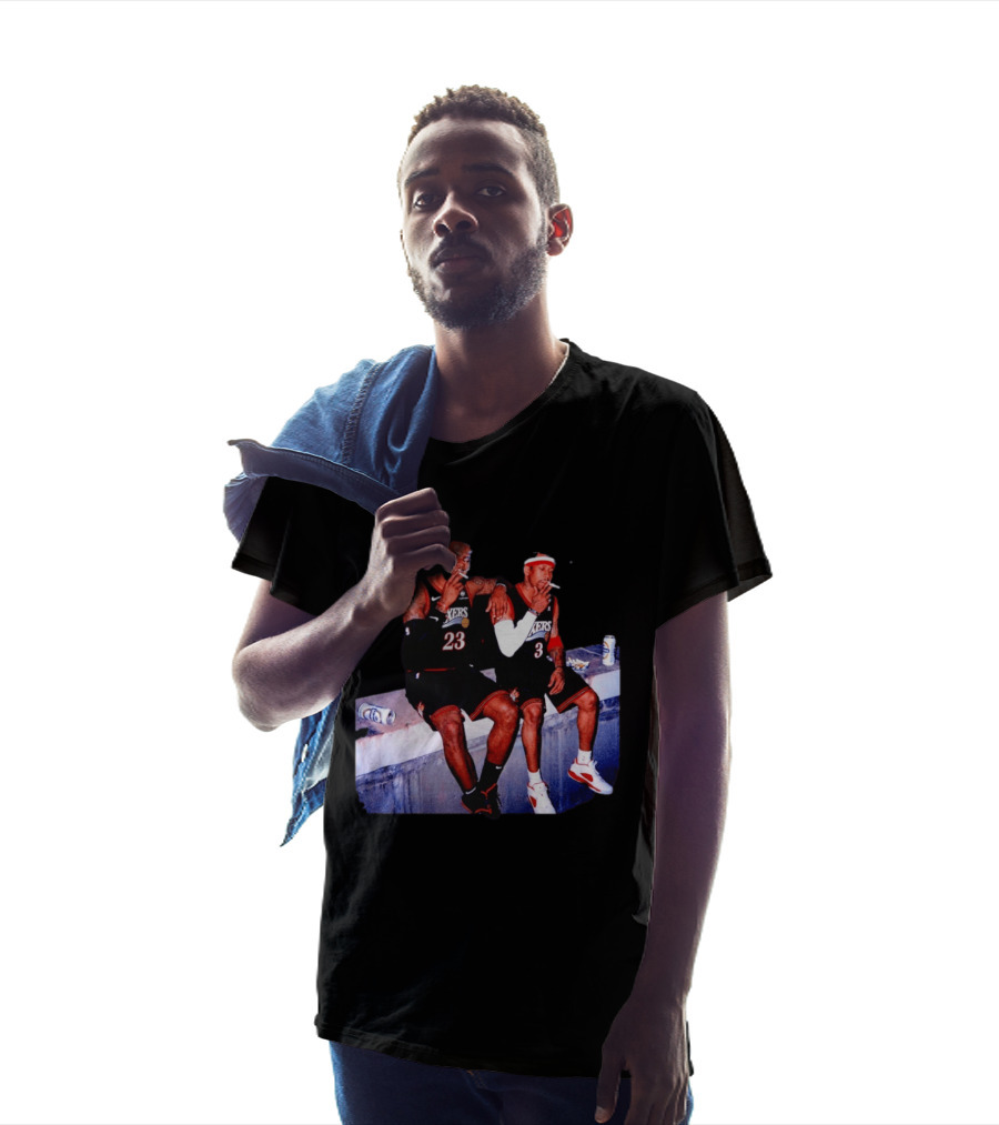 LeBron James Allen Iverson Smoking Philadelphia 76ers Skyline T-Shirt
