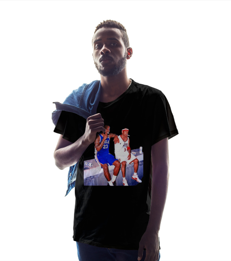 LeBron James Allen Iverson Philadelphia 76ers Smoking Scene Vintage NBA T-Shirt