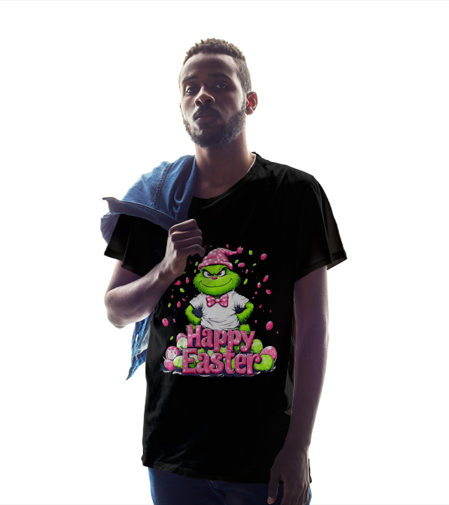 Happy Easter Grinch In Festive Hat With Colorful Eggs T-Shirt