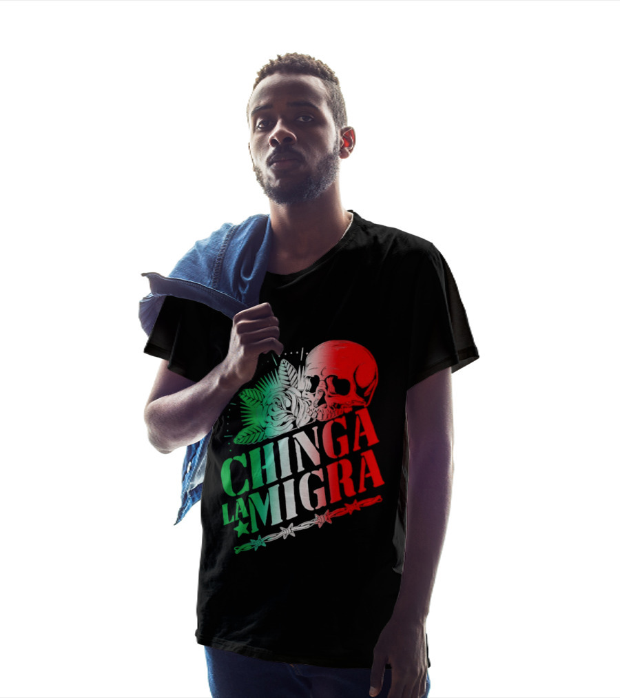 Chinga La Migra Skull Rose Immigration Reform T-Shirt