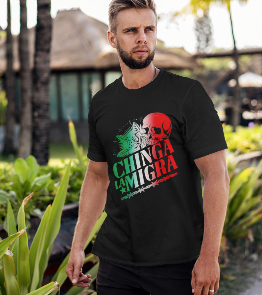 Chinga La Migra Skull Rose Immigration Reform T-Shirt