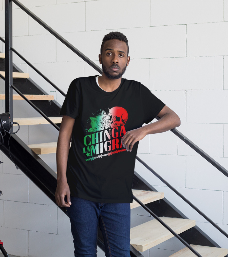 Chinga La Migra Skull Rose Immigration Reform T-Shirt