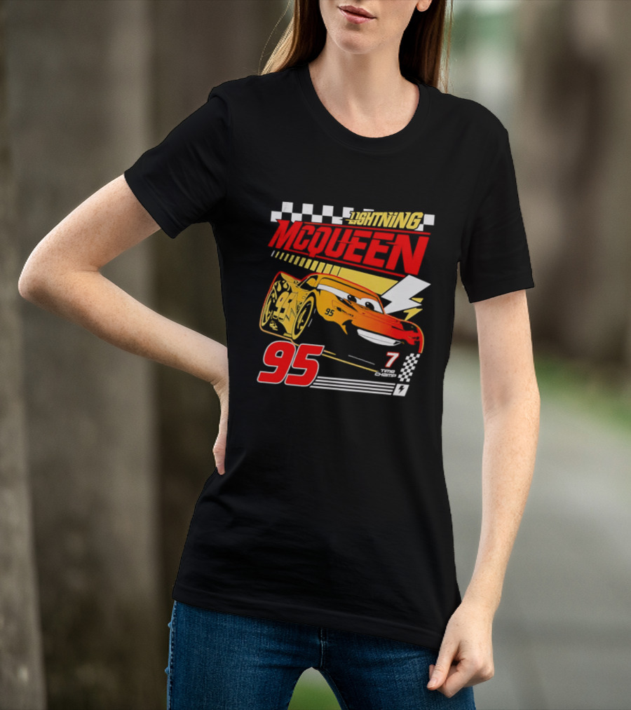 Lightning McQueen Racing 95 Champion Car Number 7 Lightning Bolt T-Shirt