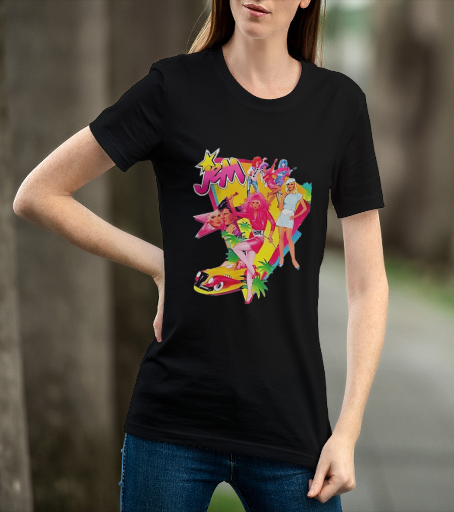 Jem 80s Cartoon Band Pop Music Star Singer Fashion Aesthetic Retro Characters T-Shirt