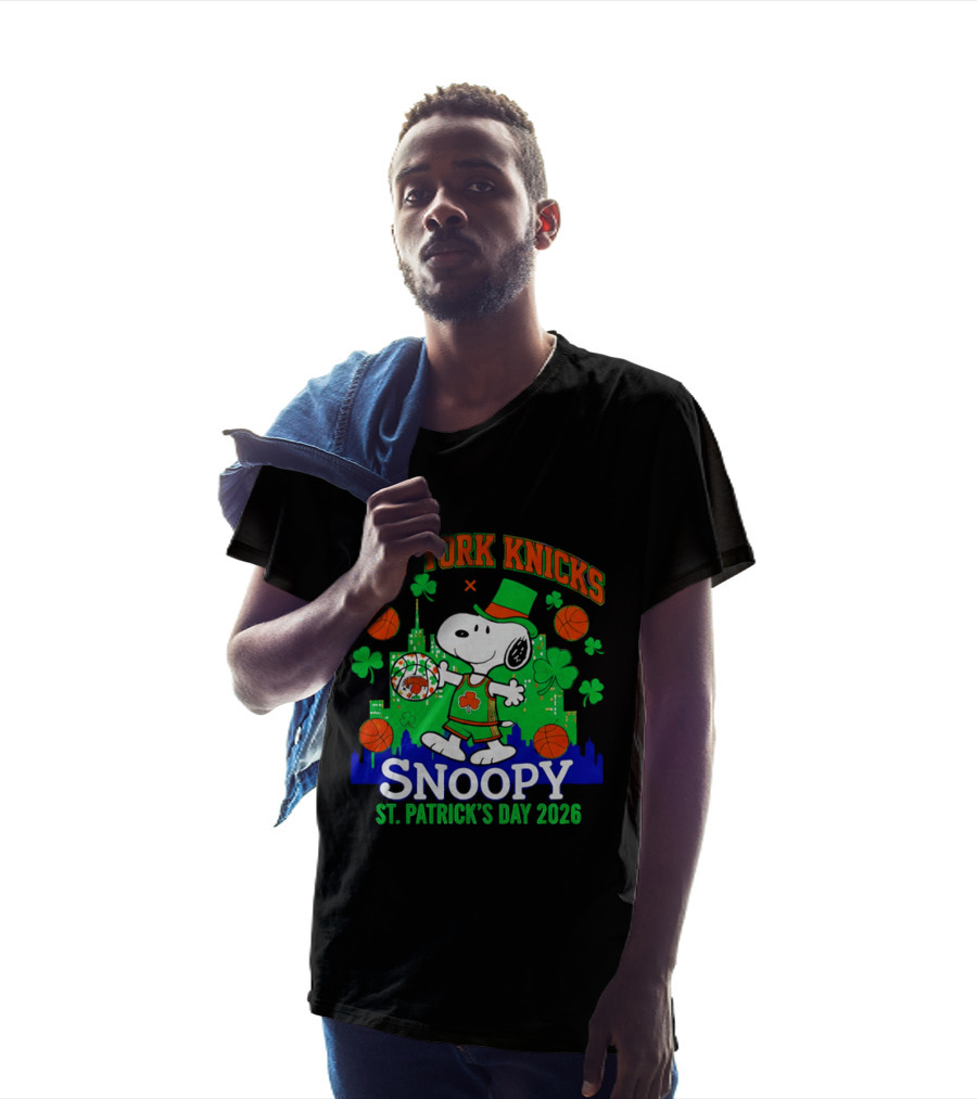 New York Knicks Snoopy St Patrick's Day 2026 Celebration T-Shirt