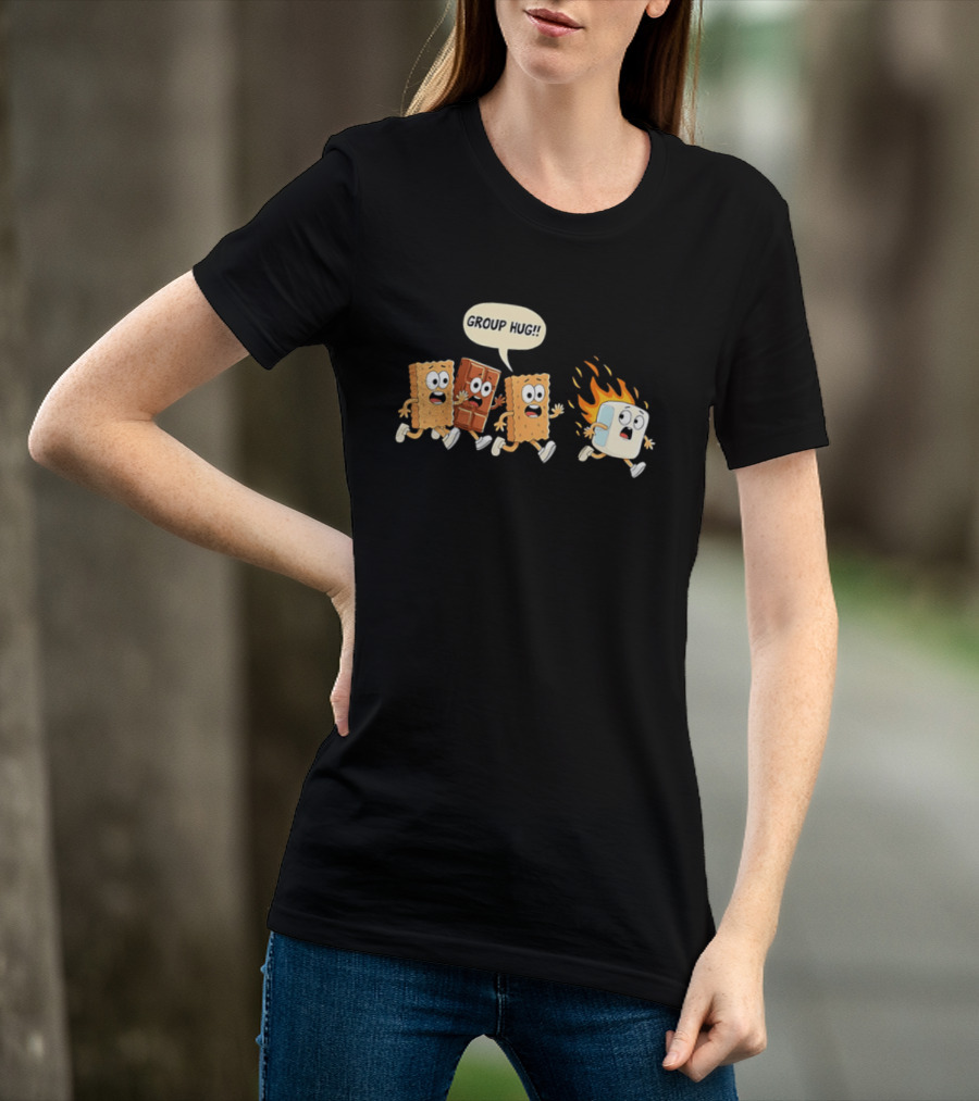 S'mores Cartoon Group Hug Chocolate Graham Cracker Marshmallow Fun T-Shirt