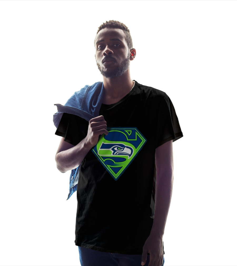 Seattle Seahawks Superman Logo S Symbol Fusion T-Shirt