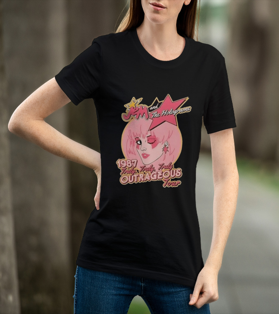 1987 Truly Outrageous Tour Jem And The Holograms Retro Pink Star T-Shirt
