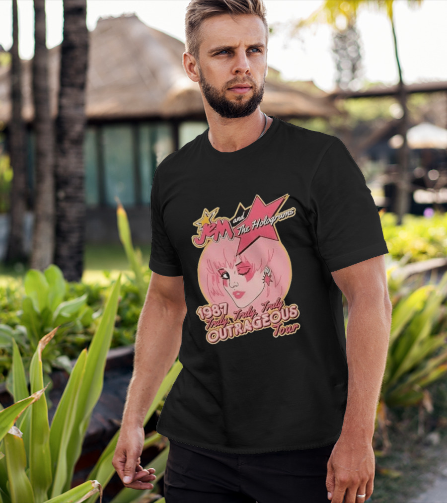 1987 Truly Outrageous Tour Jem And The Holograms Retro Pink Star T-Shirt