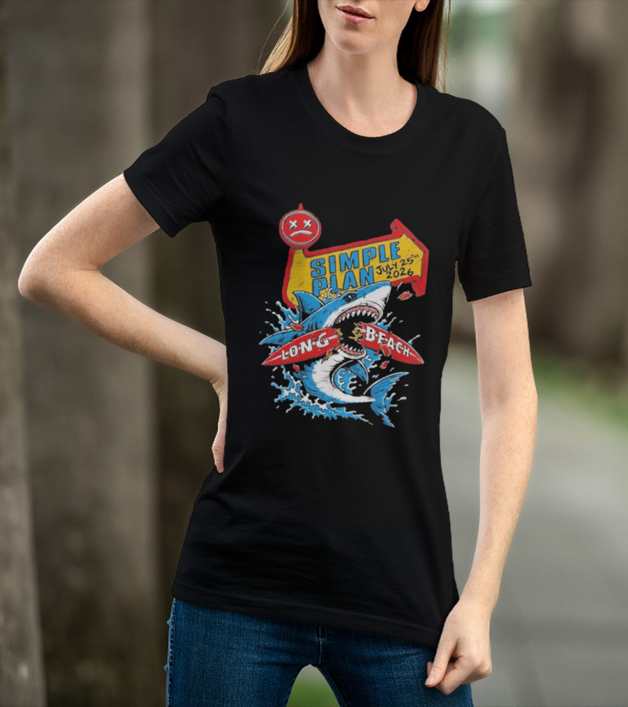 Simple Plan Shark Long Beach July 25 2026 T-Shirt