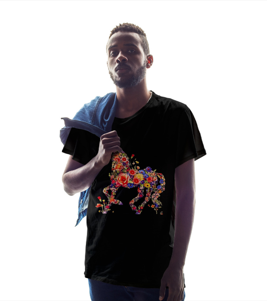 Unicorn Floral Blossoms Mythical Fantasy Animal Nature Garden Botanical T-Shirt