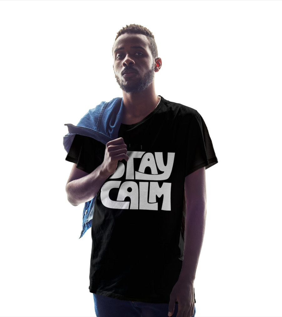 Stay Calm Text Bold Bubble Letters T-Shirt