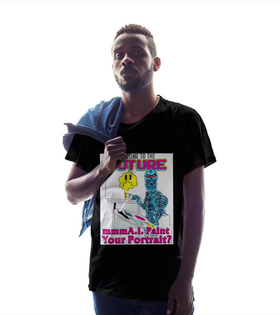 Welcome To The Future MmmaI Paint Your Portrait Robot Skull T-Shirt