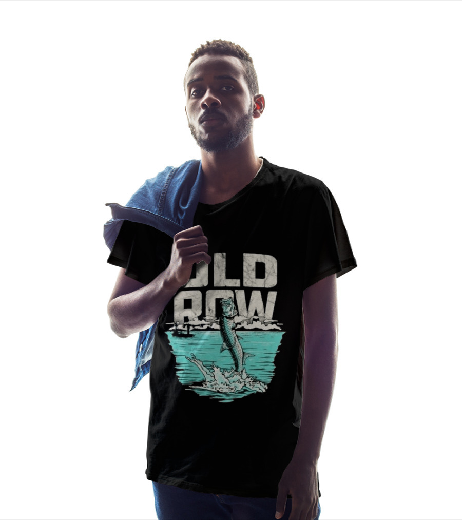 Old Row Tarpon Jumping Fishing Scene T-Shirt
