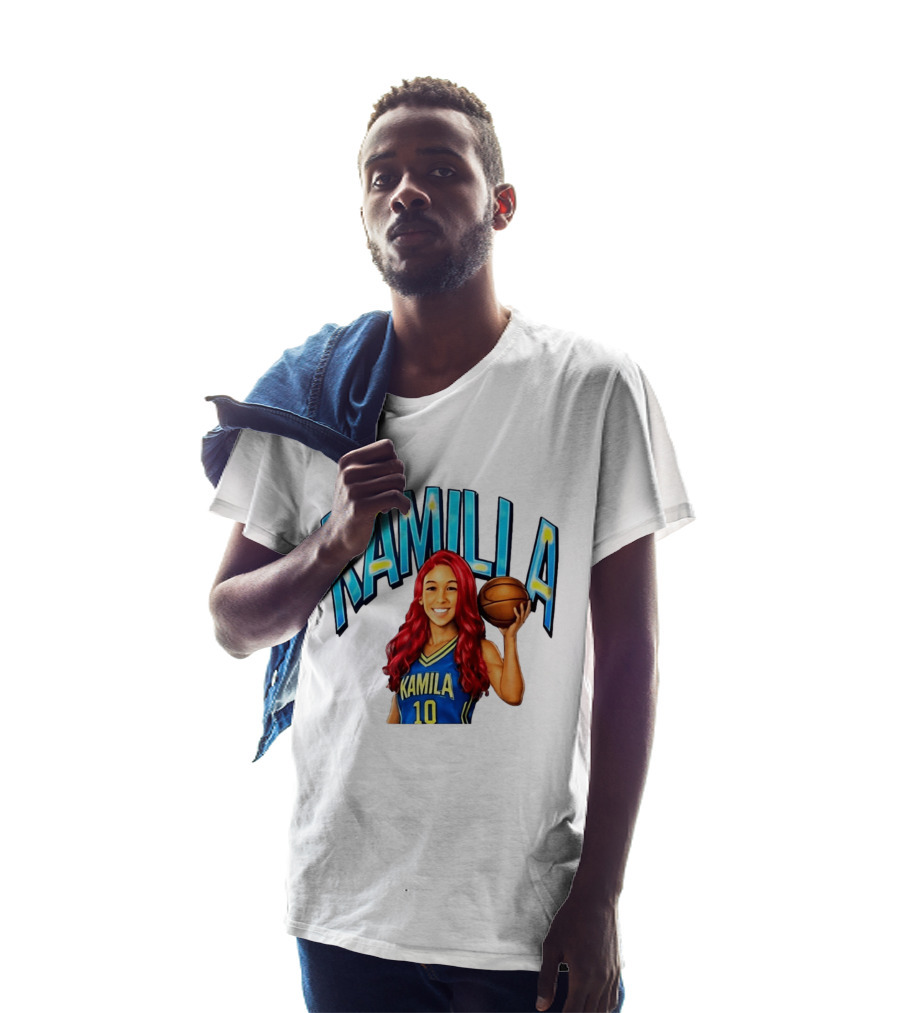 Kamilla Cardoso Basketball Art With Blue And Yellow Jersey T-Shirt