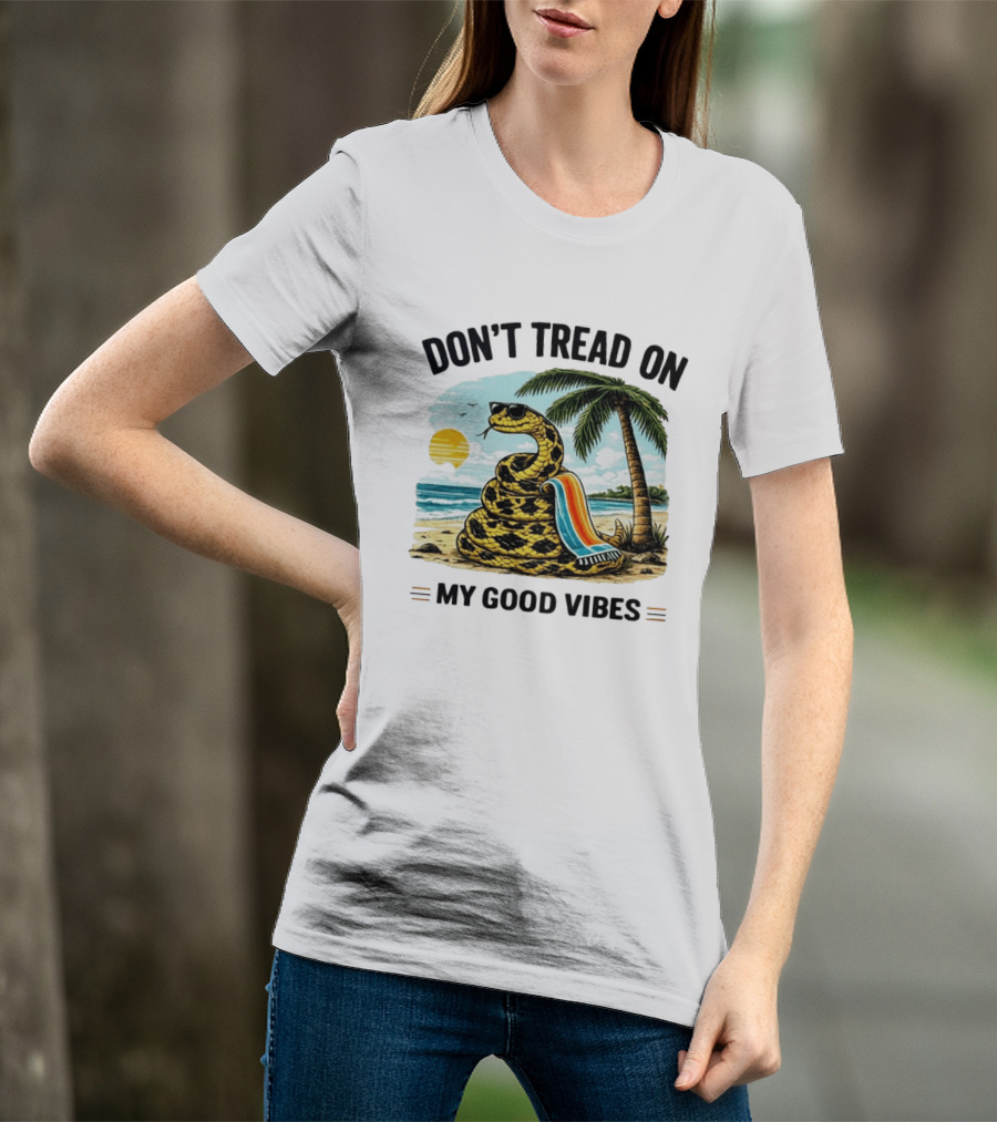 Don't Tread On My Good Vibes Beach Snake Palm Tree Summer T-Shirt