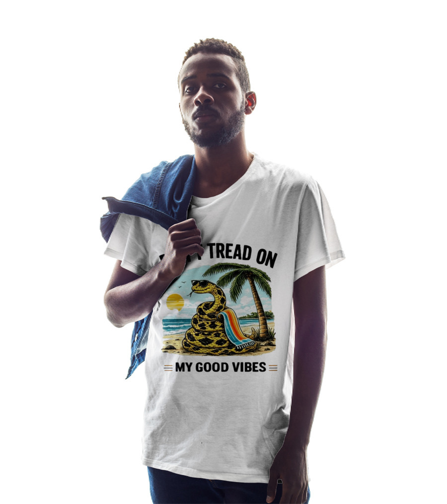 Don't Tread On My Good Vibes Beach Snake Palm Tree Summer T-Shirt