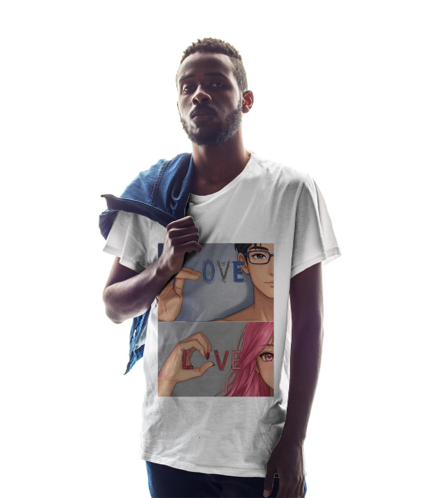 Love Love Anime Couple Hand Gesture T-Shirt