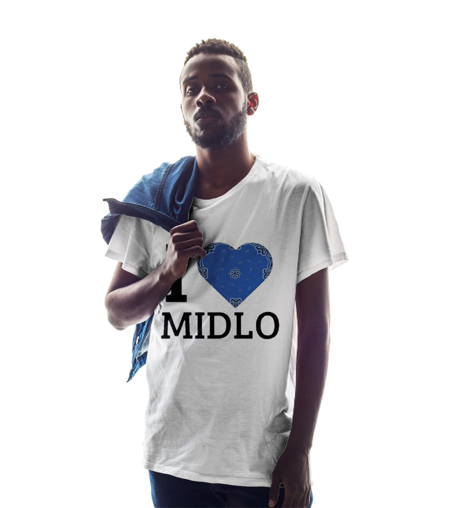 Midlo Love I Heart Blue Bandana T-Shirt