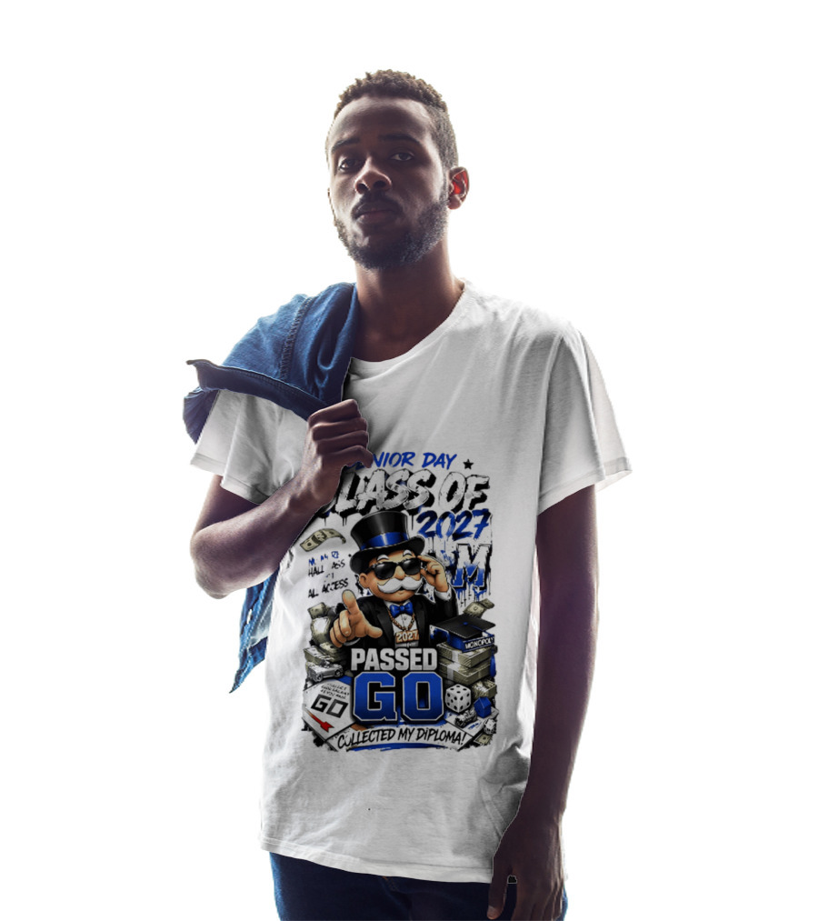 Senior Day Class Of 2027 No More Hall Pass All Access Passed Go Collected My Diploma Monopoly 2027 T-Shirt