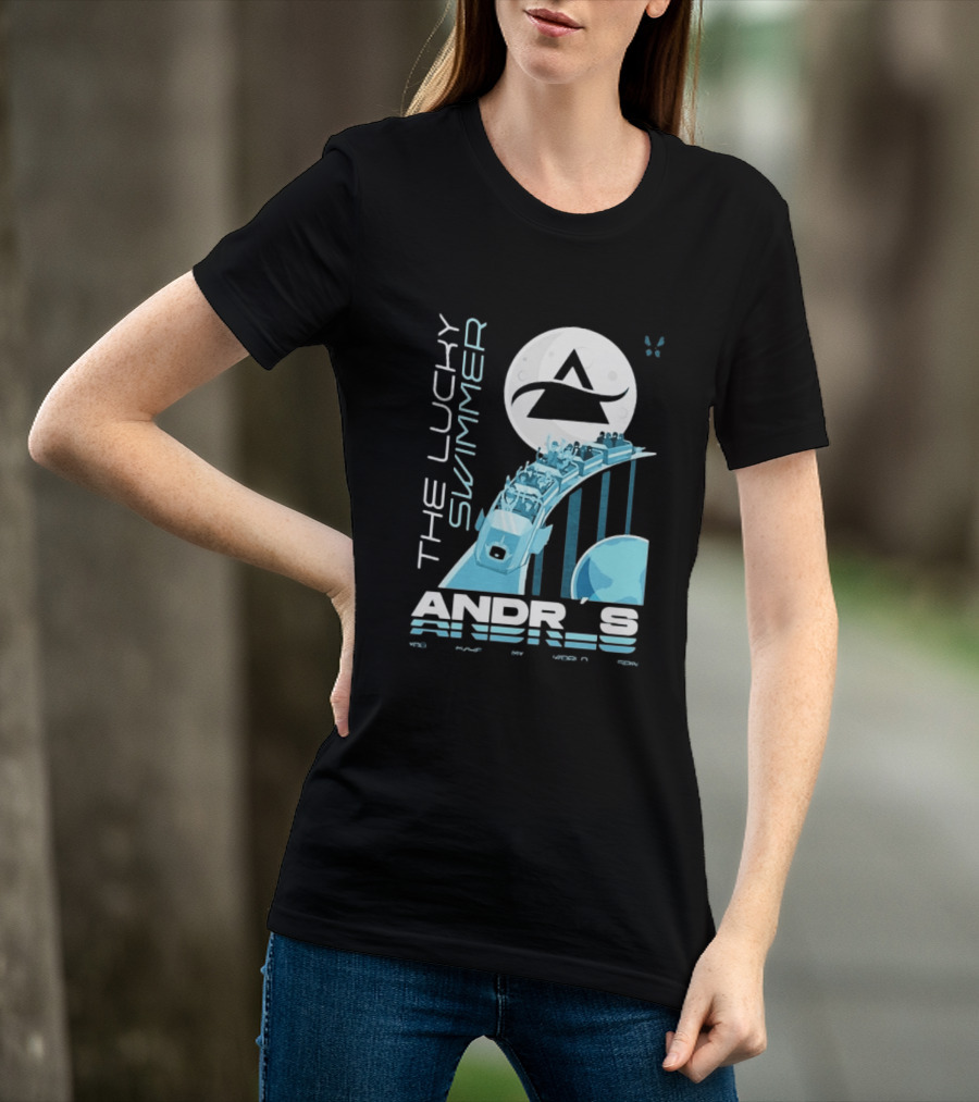 The Lucky Swimmer Andrés Roller Adventure Moon T-Shirt