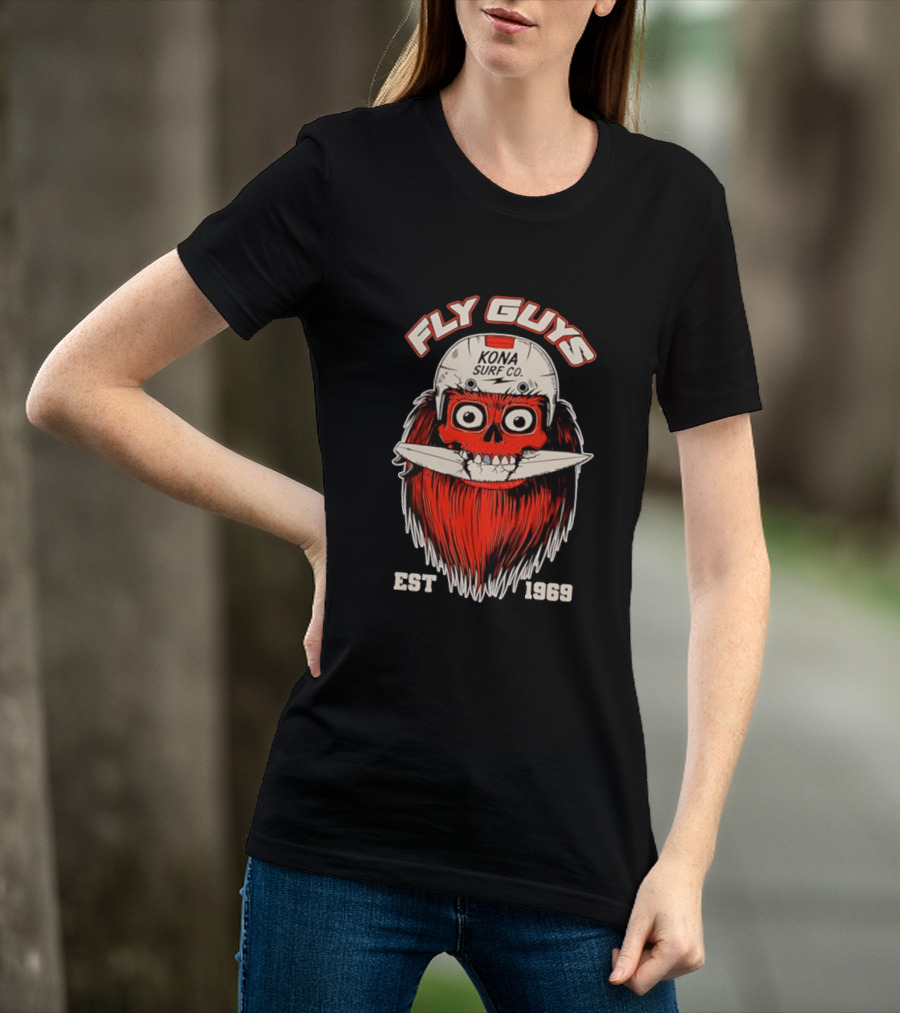 Fly Guys Kona Surf Co Est 1969 Skull Surfboard Helmet T-Shirt